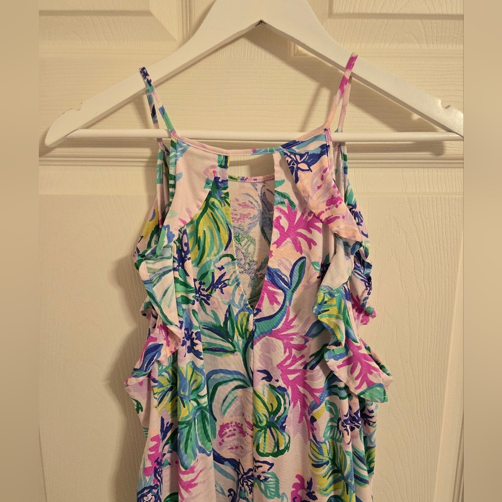 Lilly Pulitzer Billie Ruffle Dress Mermaid In The Shade Pink, Purple Size XL - Picture 4 of 8